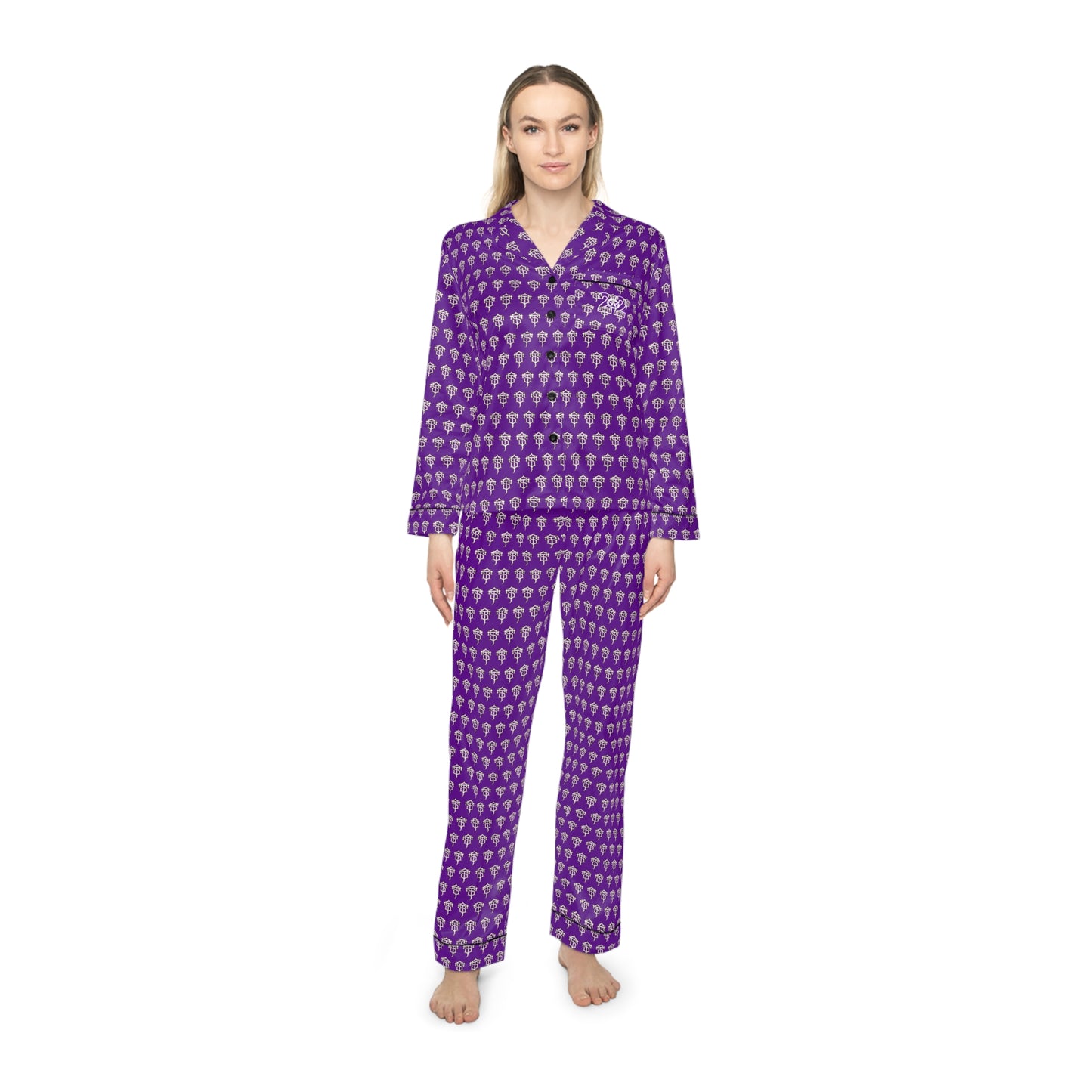 TRILL STARR PURPLE Women's Satin Pajamas (AOP)
