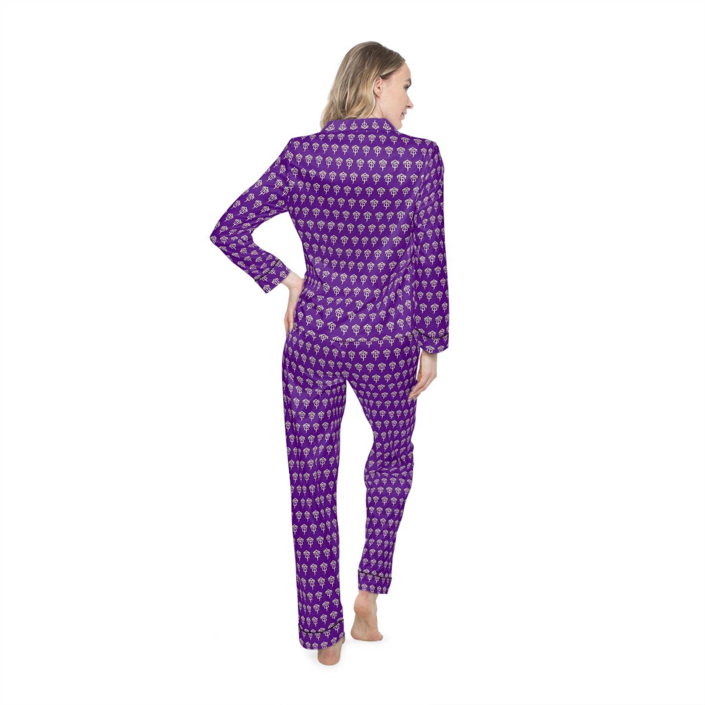 TRILL STARR PURPLE Women's Satin Pajamas (AOP)