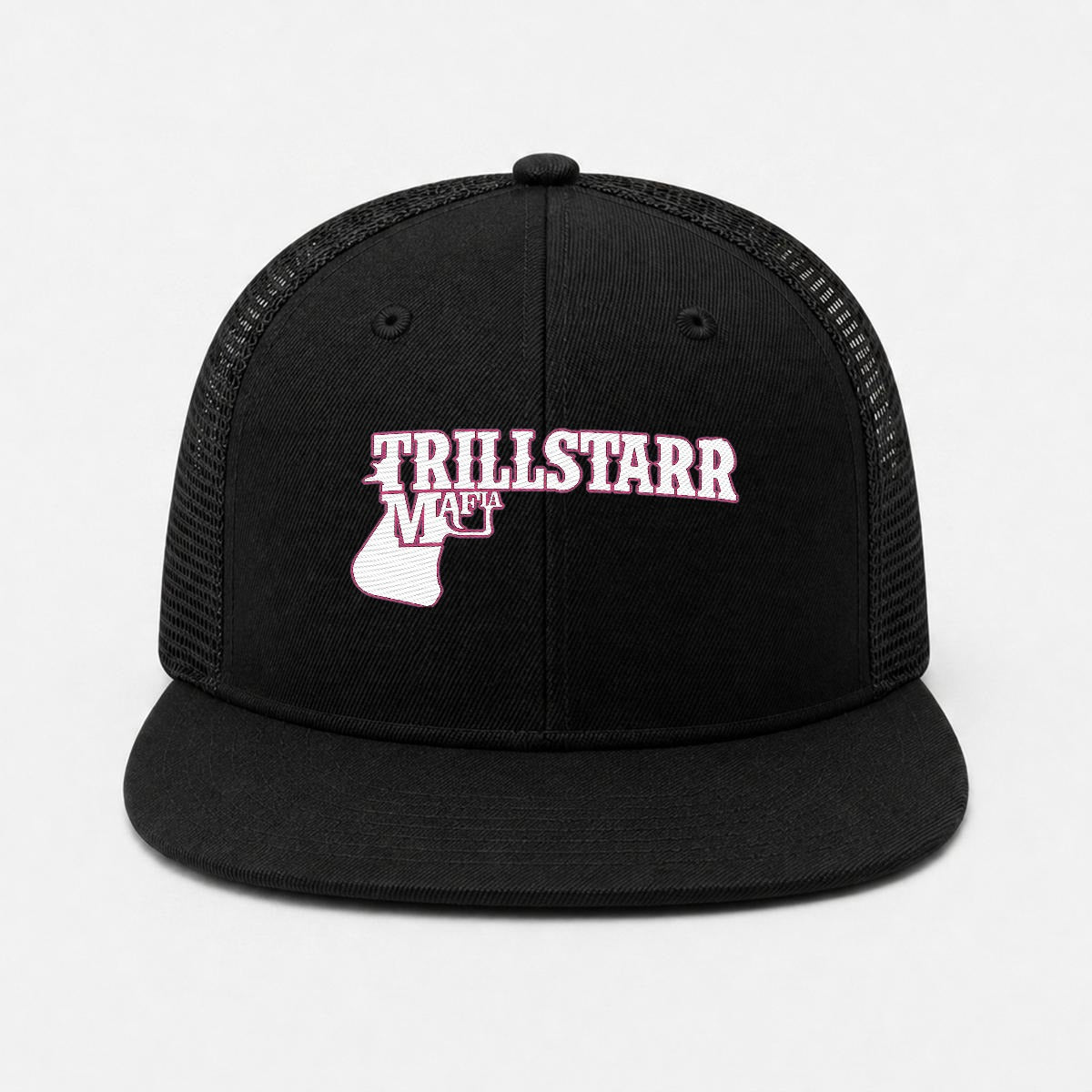 Embroidery Flat-Brim Mesh Cap