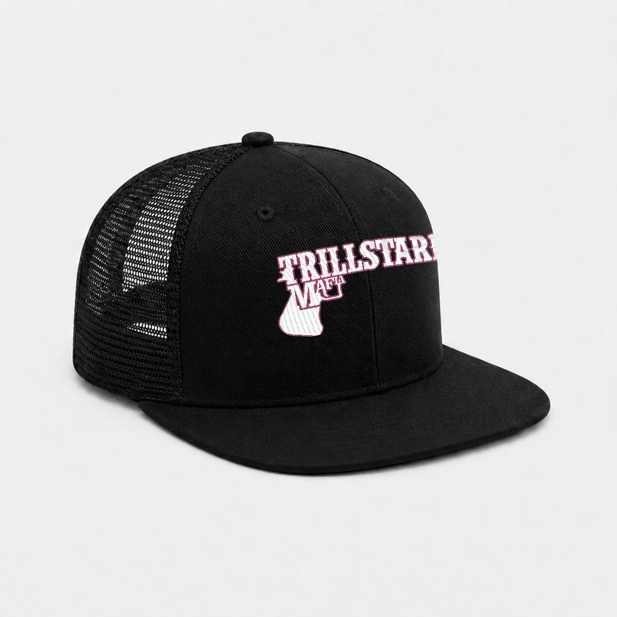 Embroidery Flat-Brim Mesh Cap