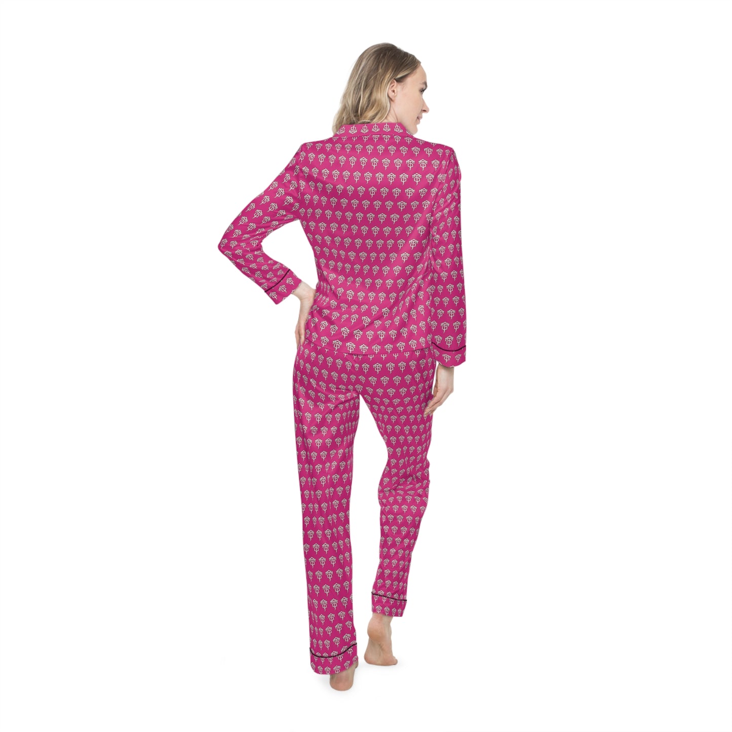 TRILL STARR Pink Women's Satin Pajamas (AOP)