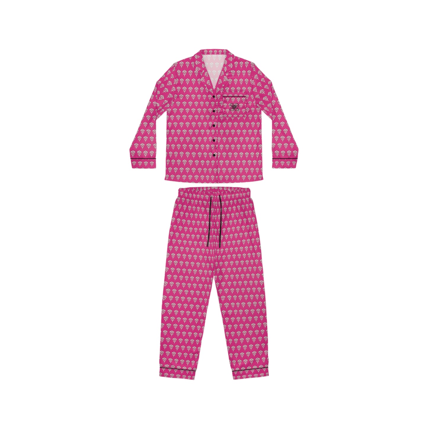 TRILL STARR Pink Women's Satin Pajamas (AOP)